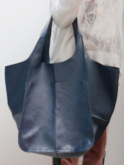 Large Soft PU Leather Tote Bag with Oversized Capacity