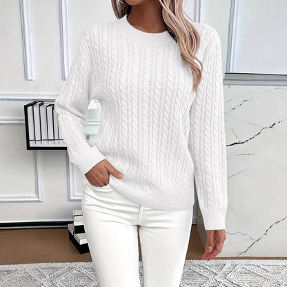 Women's Classic Cable Knit Crew Neck Sweater