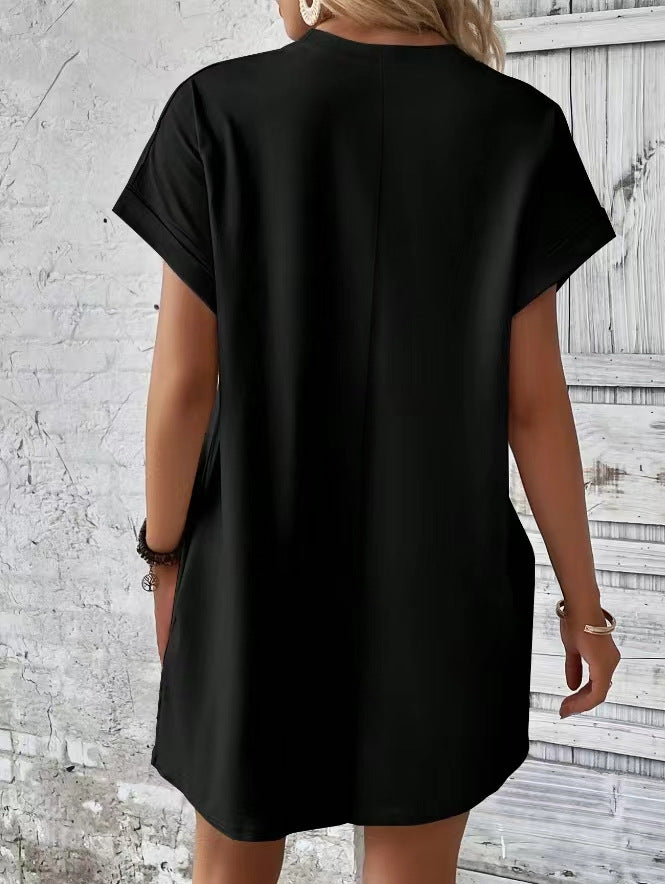 Women’s Relaxed Fit Cotton Pocket T-Shirt Dress Summer
