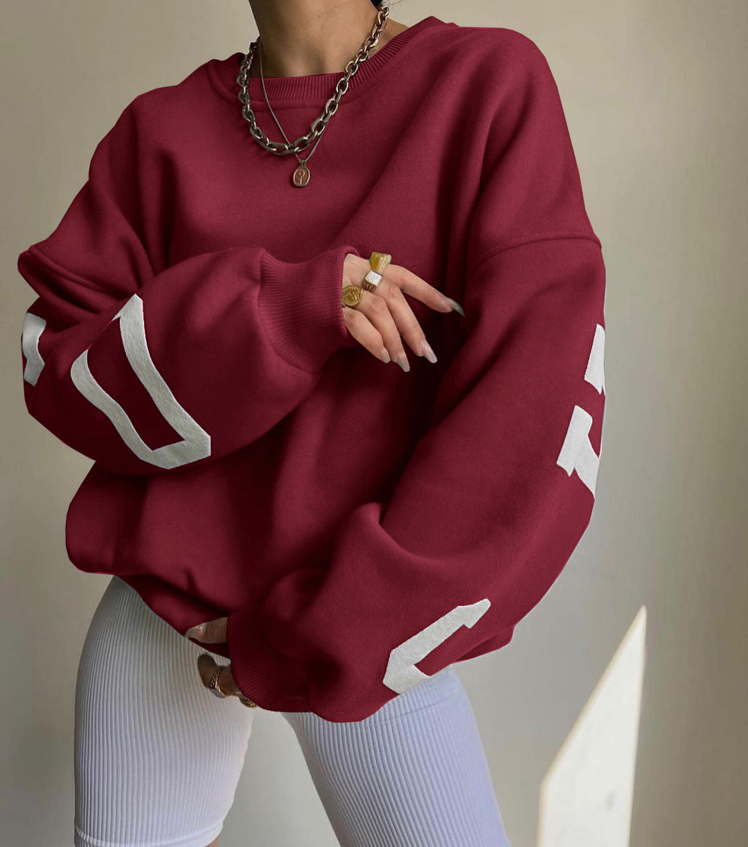 Women's Oversized Graphic Fleece Crewneck Sweatshirt