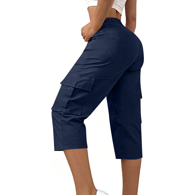 Women's High Waist Cargo Pants Cropped Wide Leg