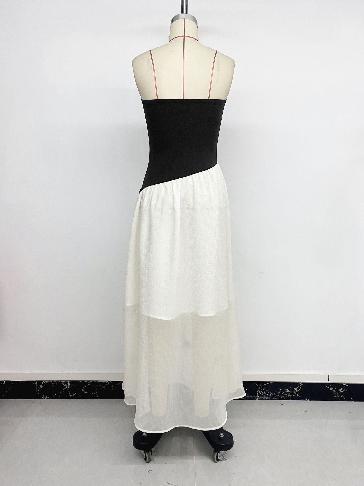 Color Block Strapless Maxi Dress Bow Detail Y2K Summer