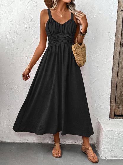 Women’s Smocked Strap Maxi Dress Sleeveless Summer