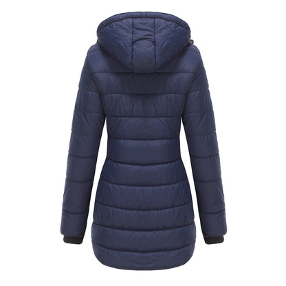 Women's Long Puffer Coat Removable Hood Winter Jacket