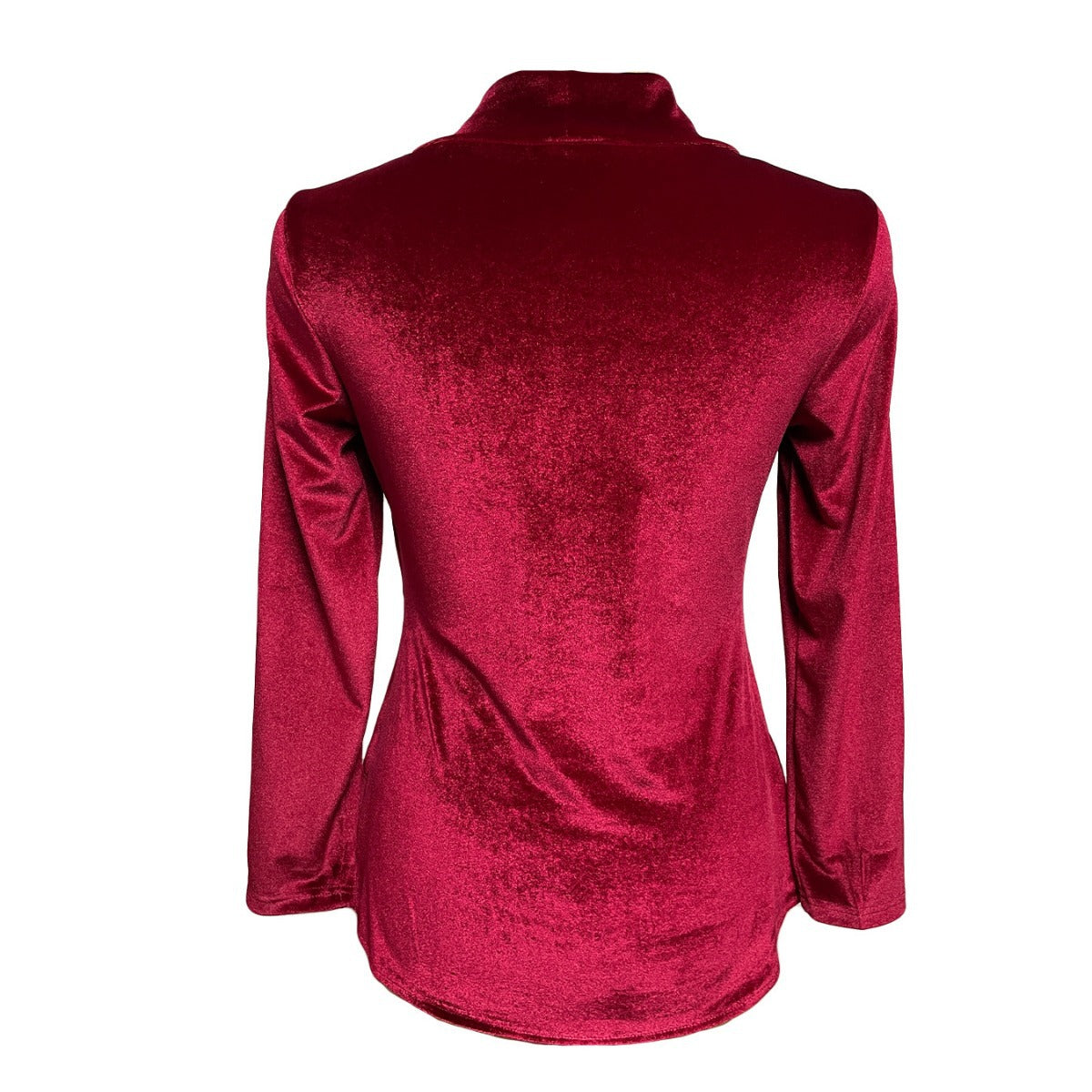 Women's Long Sleeve Velvet Sequin Belted Peplum Top