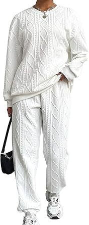 Women's Quilted Sweatsuit Two Piece Jogger Lounge Set