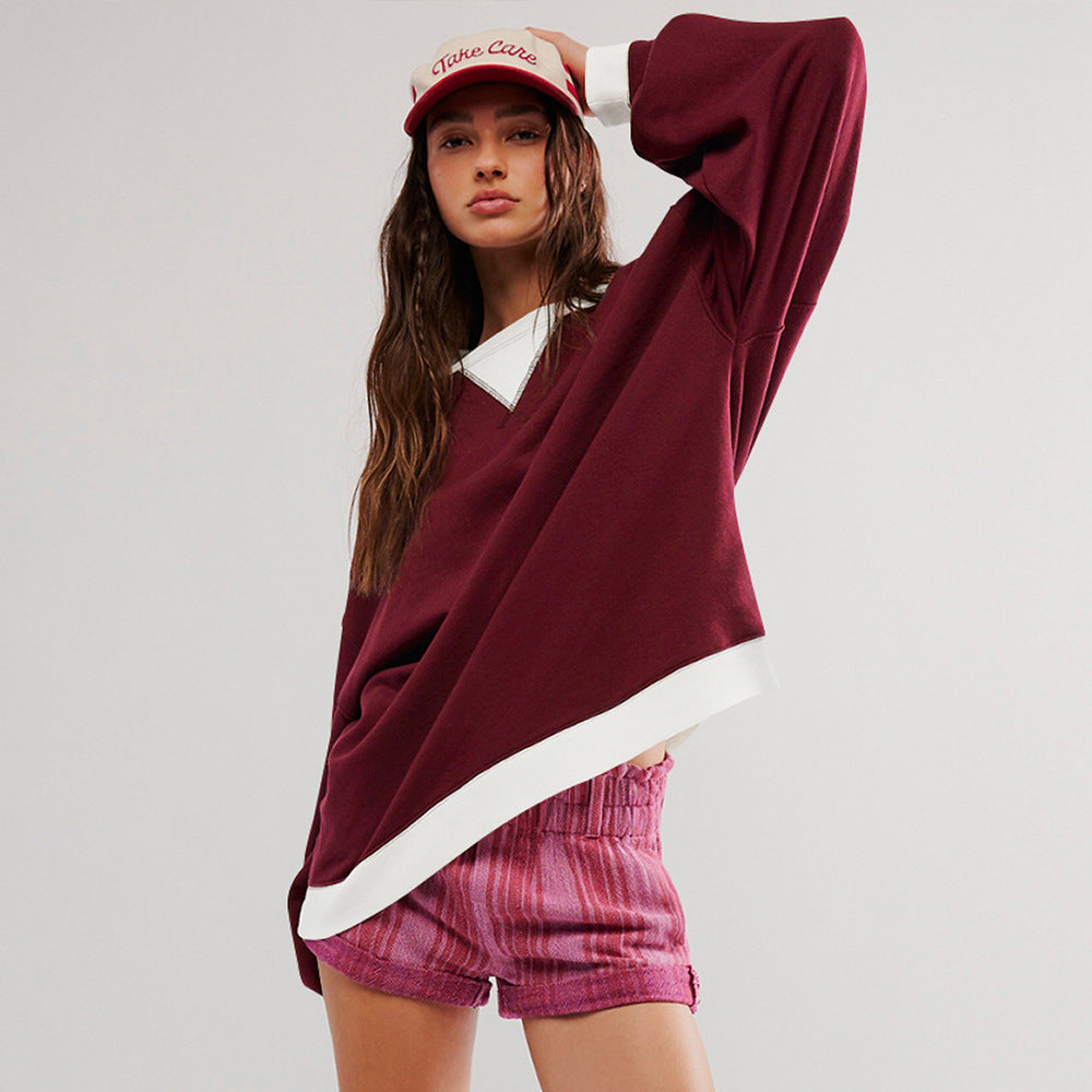 Spring Autumn Street Style Crew Neck Loose Sweater