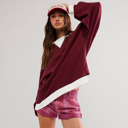 Spring Autumn Street Style Crew Neck Loose Sweater