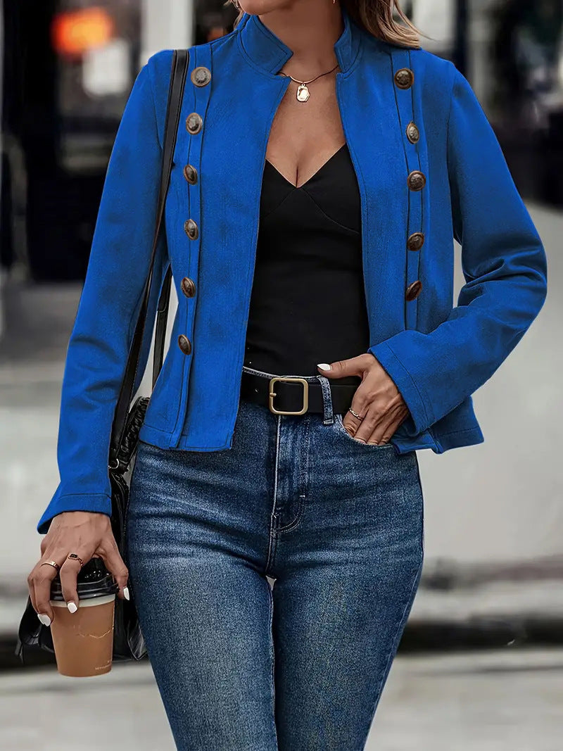 Women's Vintage Faux Suede Double Breasted Blazer Jacket
