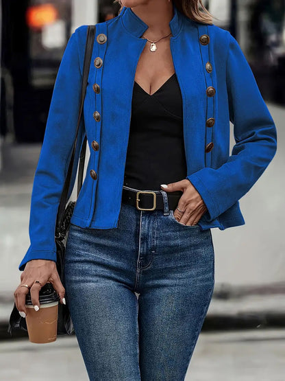 Women's Vintage Faux Suede Double Breasted Blazer Jacket