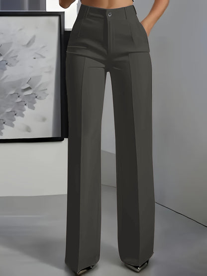 Women's High Waisted Pleated Straight Leg Dress Pants