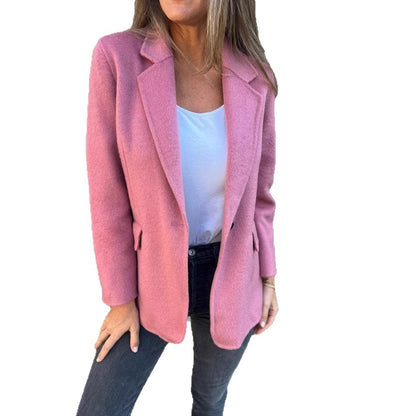 Women's Tweed Blazer Lapel One Button Casual Jacket