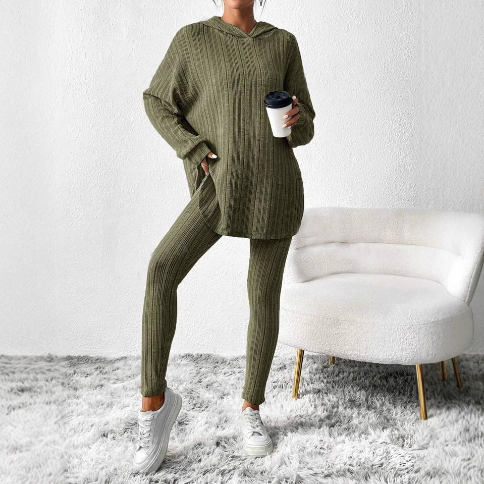 Women's Oversized Ribbed Hoodie Lounge Pants Set