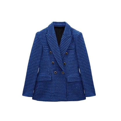 Women's Tweed Double Breasted Blazer Jacket