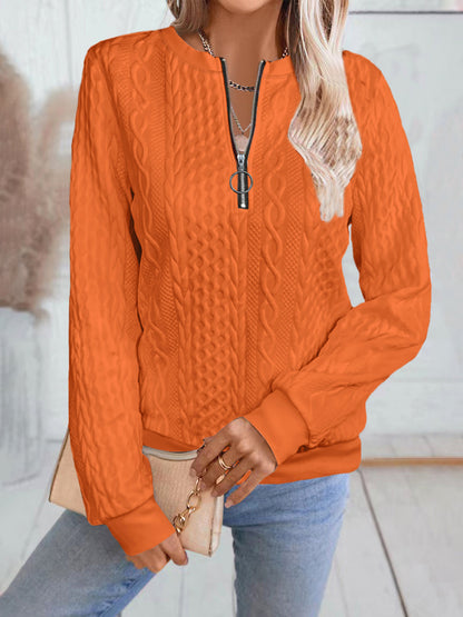 Women's Quarter Zip Pullover Sweatshirt Long Sleeve Casual