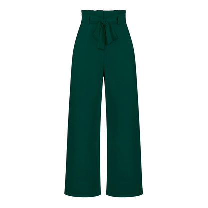 Women's Wide-Leg Trousers with Belt Casual Commuter Pants