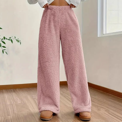 Women's Sherpa Fleece Wide Leg Pants Warm Cozy Casual
