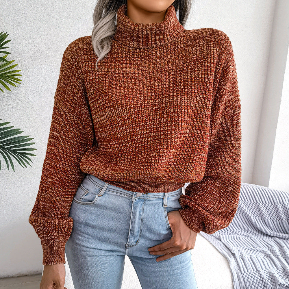 Oversized Chunky Knit Turtleneck Balloon Sleeve Sweater