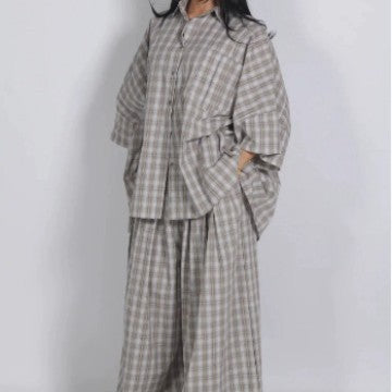 Women's Oversized Polka Dot Shirt Wide Leg Pants Set