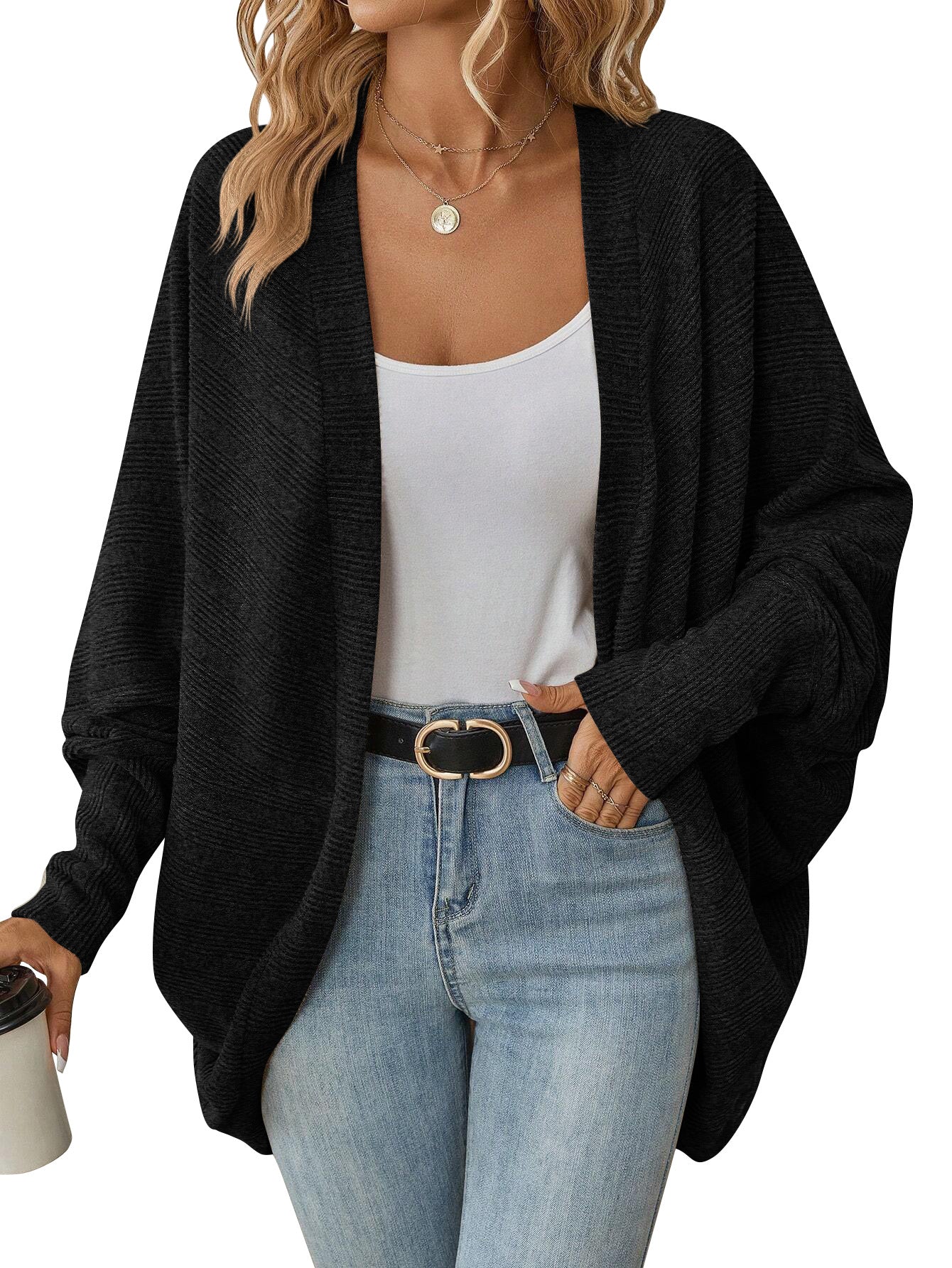 Bat Sleeve Cardigan Knitted Jacket Loose Fit