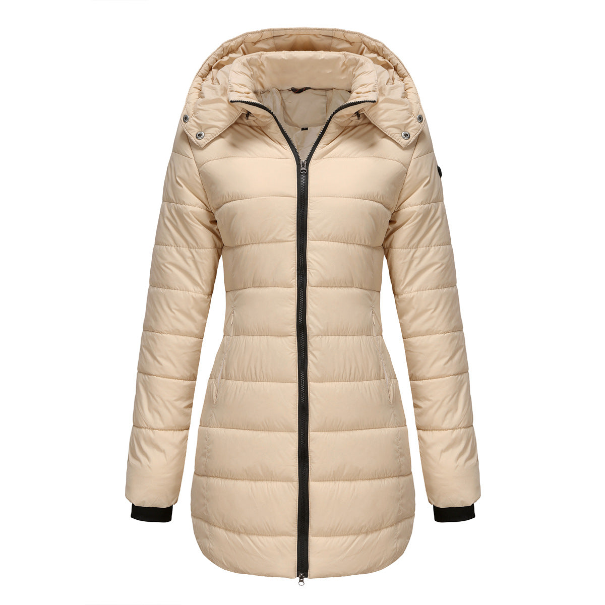 Women's Long Puffer Coat Removable Hood Winter Jacket