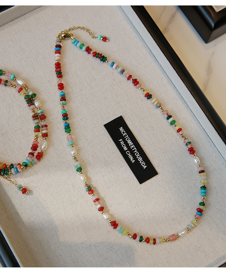 Multicolor Beaded Freshwater Pearl Necklace