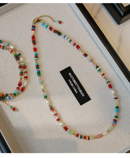 Multicolor Beaded Freshwater Pearl Necklace