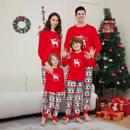 Christmas deer letter star parent-child outfit printed loungewear Christmas pajamas