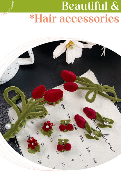 Velvet Tulip Claw Clips Pearl Hair Barrettes