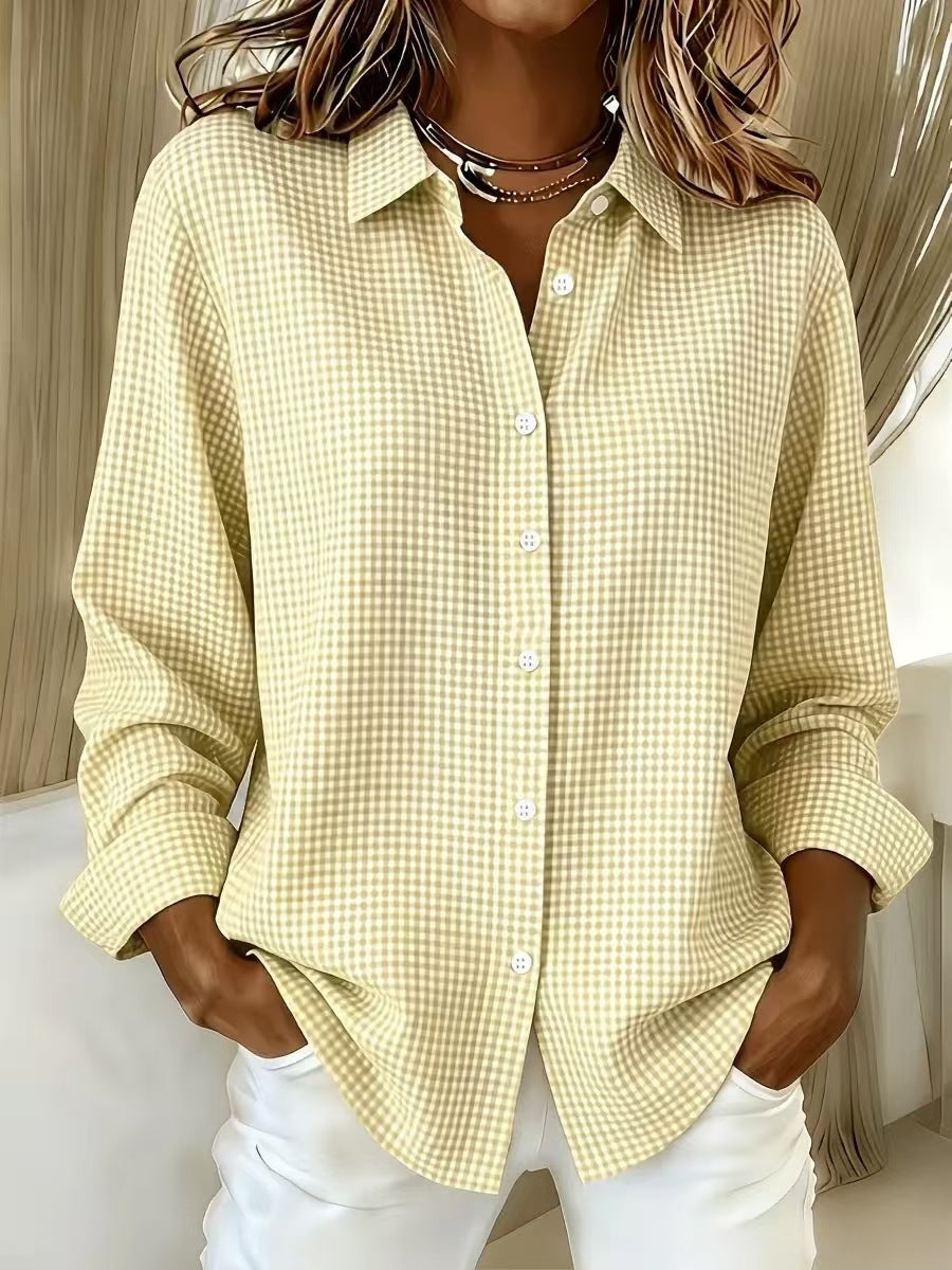 Women's Gingham Long Sleeve Button Down Shirt