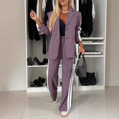 Women Casual Blazer Wide Leg Pants Matching Set