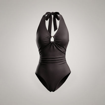 Solid Halter Cutout Bodysuit Sexy Sleeveless Bodycon Top