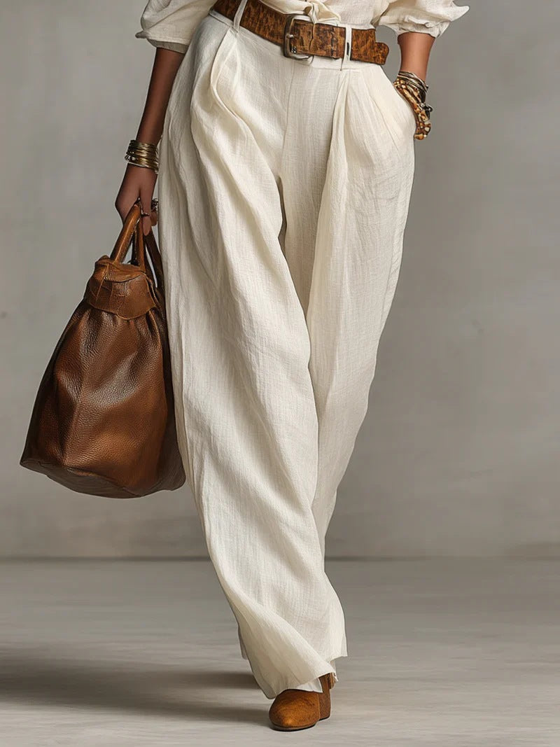 Women's Casual Blouse & Wide Leg Pants Two Piece Set