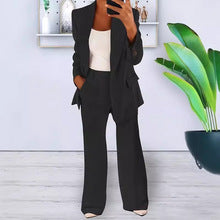Women's Two Piece Blazer and Wide Leg Pants Suit