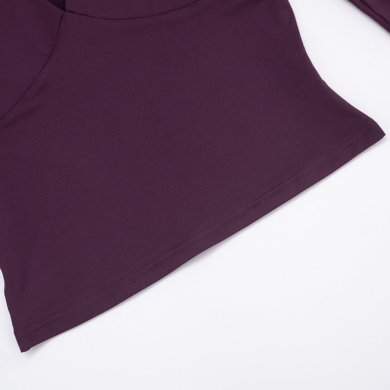 Sexy Deep V Neck Long Sleeve Bodycon Crop Top
