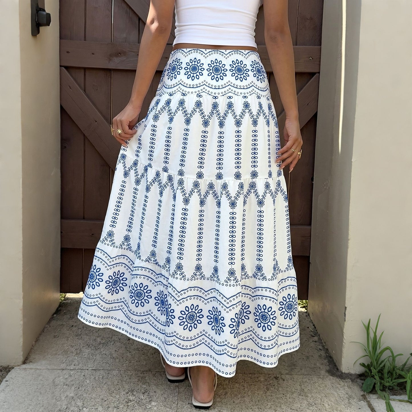 Bohemian Print Vacation Maxi Skirt Ethnic Summer Style