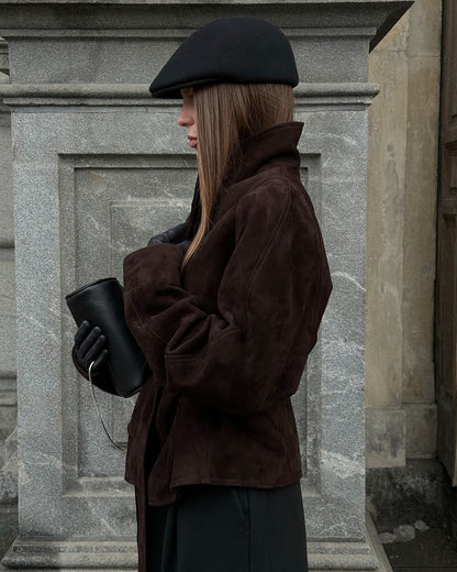 Women's Vintage Faux Suede Belted Jacket