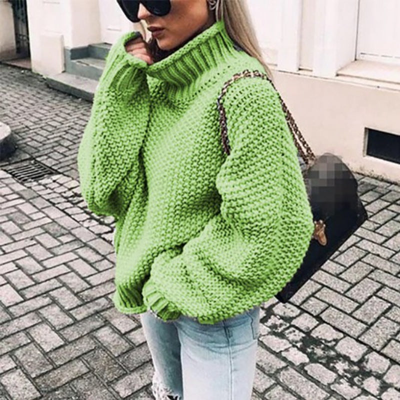 Women's Chunky Oversized Turtleneck Batwing Sweater