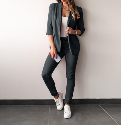 Women Two Piece Blazer Pants Matching Set