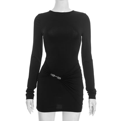 Women's Long Sleeve Crew Neck Bodycon Mini Dress