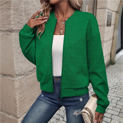 Women's Cropped Zip Up Bomber Jacket Lightweight Casual