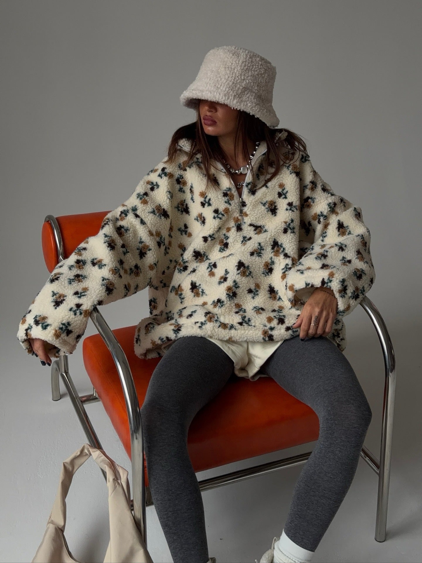 Women's Floral Fleece Quarter Zip Pullover