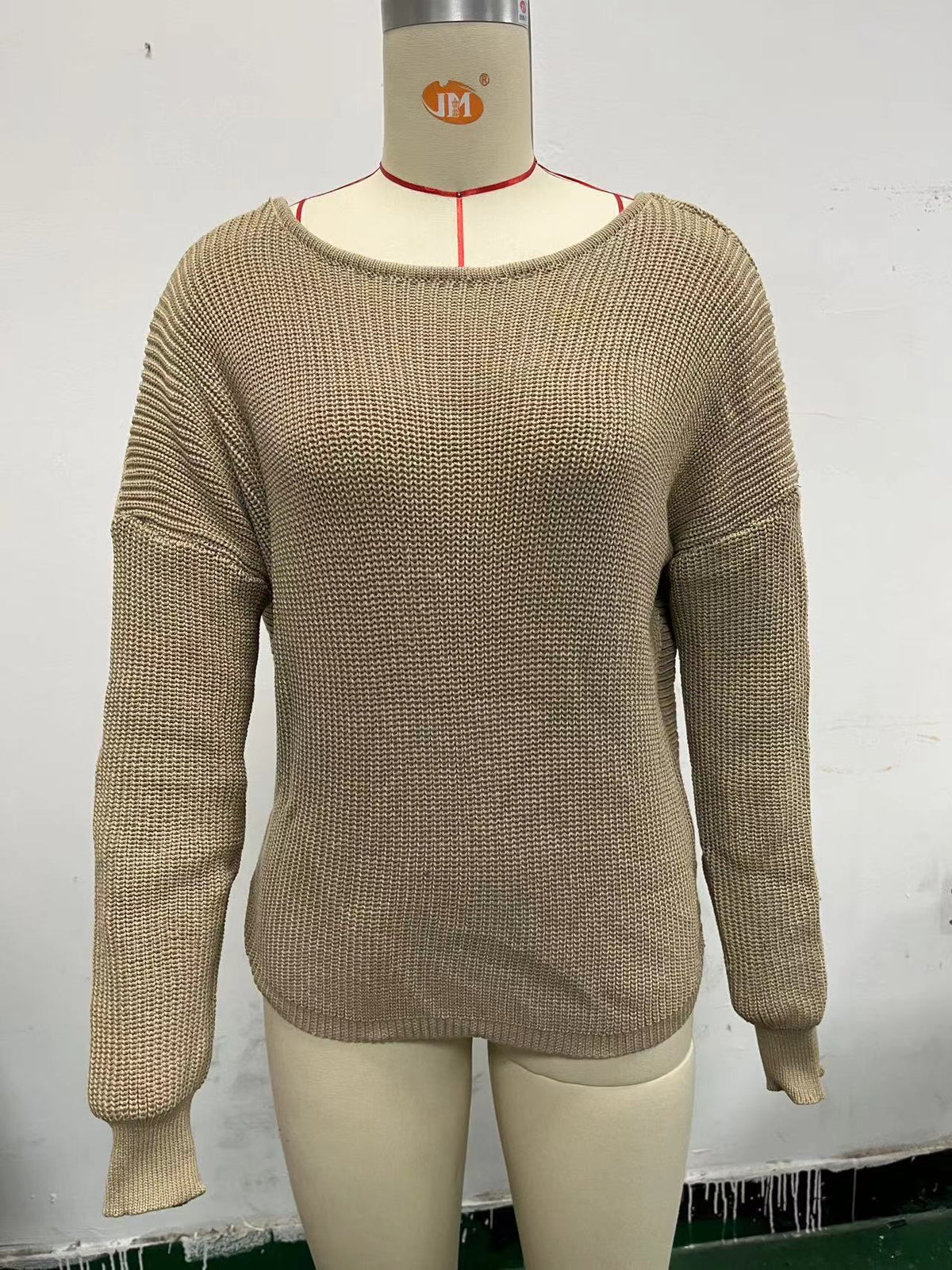 Women's One Shoulder V Neck Knit Sweater Long Sleeve