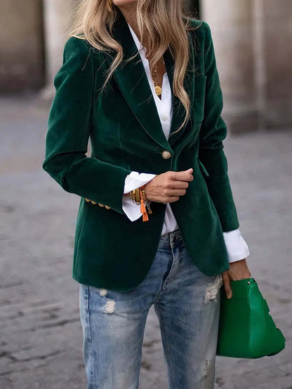 Women's Single Button Blazer Long Sleeve Business Casual