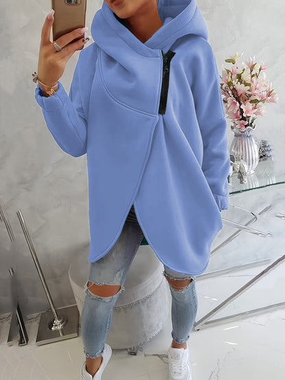 Women's Oversized Fleece Zip Hoodie Sweatshirt