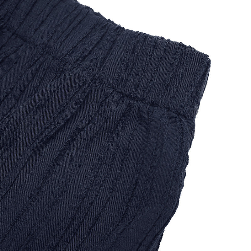 Navy Strapless Ruffle Top & Wide Leg Pants Two Piece Set