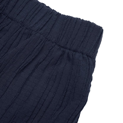 Navy Strapless Ruffle Top & Wide Leg Pants Two Piece Set