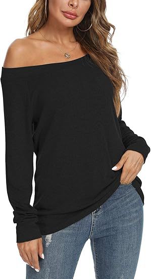 Women's Off Shoulder Long Sleeve Knit Sweater Top