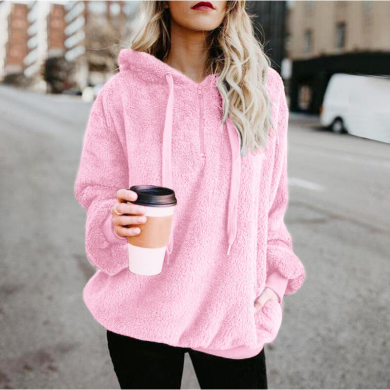 Women's Oversized Sherpa Fleece Hoodie Pullover Cozy
