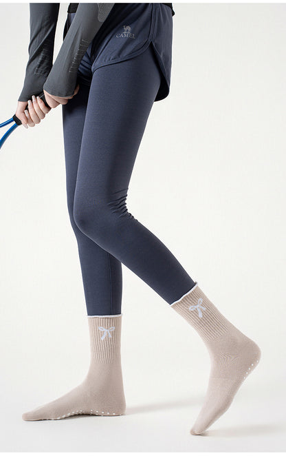 Womens Bow Grip Pilates Socks Non Slip Yoga Socks